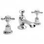 Hudson Reed Topaz Dome 3-Hole Basin Mixer Tap Deck Mounted with Pop Up Waste - Chrome
