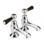 Hudson Reed Topaz Black Lever Basin Taps Dome Collar