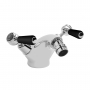 Hudson Reed Topaz Dome Collar Bidet Mixer Tap with Waste Lever Handle - Black/Chrome