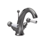 Hudson Reed Topaz Lever Mono Basin Mixer Tap Dual Handle with Pop Up Waste - Brushed Pewter