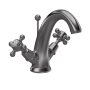 Hudson Reed Topaz Dome Mono Basin Mixer Tap Dual Handle with Pop Up Waste - Brushed Pewter