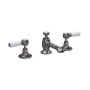 Hudson Reed Topaz 3 Hole Dual Lever Basin Mixer Tap with Pop Up Waste - Brushed Pewter