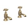 Hudson Reed Topaz Hexagonal Crosshead Bath Taps Pair - Brushed Brass