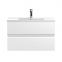 Hudson Reed Urban Wall Hung 2-Drawer Vanity Unit with Basin 2 Satin White - 800mm Wide