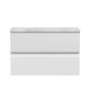 Hudson Reed Urban Wall Hung 2-Drawer Vanity Unit with Ballato Grey Worktop 800mm Wide - Satin White