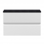 Hudson Reed Urban Wall Hung 2-Drawer Vanity Unit with Sparkling Black Worktop 800mm Wide - Satin White