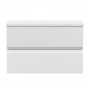 Hudson Reed Urban Wall Hung 2-Drawer Vanity Unit with Sparkling White Worktop 800mm Wide - Satin White