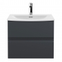 Hudson Reed Urban Wall Hung 2-Drawer Vanity Unit with Basin 4 Satin Anthracite - 600mm Wide
