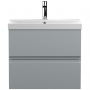 Hudson Reed Urban Wall Hung 2-Drawer Vanity Unit with Basin 3 Satin Grey - 600mm Wide