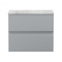 Hudson Reed Urban Wall Hung 2-Drawer Vanity Unit with Bellato Grey Worktop 600mm Wide - Satin Grey