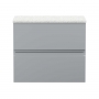 Hudson Reed Urban Wall Hung 2-Drawer Vanity Unit with Sparkling White Worktop 600mm Wide - Satin Grey