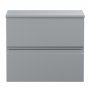 Hudson Reed Urban Wall Hung 2-Drawer Vanity Unit with Worktop 600mm Wide - Satin Grey