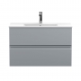 Hudson Reed Urban Wall Hung 2-Drawer Vanity Unit with Basin 2 Satin Grey - 800mm Wide