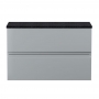 Hudson Reed Urban Wall Hung 2-Drawer Vanity Unit with Sparkling Black Worktop 800mm Wide - Satin Grey