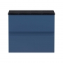Hudson Reed Urban Wall Hung 2-Drawer Vanity Unit with Sparkling Black Worktop 600mm Wide - Satin Blue
