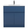Hudson Reed Urban Floor Standing 2-Door Vanity Unit with Basin 2 Satin Blue - 800mm Wide