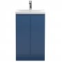 Hudson Reed Urban Floor Standing 2-Door Vanity Unit with Basin 1 Satin Blue - 500mm Wide