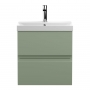 Hudson Reed Urban Wall Hung 2-Drawer Vanity Unit with Basin 3 Satin Green - 500mm Wide