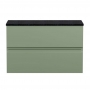 Hudson Reed Urban Wall Hung 2-Drawer Vanity Unit with Sparkling Black Worktop 800mm Wide - Satin Green