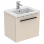 Ideal Standard I.Life S Compact Wall Hung 1-Drawer Vanity Unit with Basin and Matt Black Handle 500mm Wide - Matt Sandy Beige