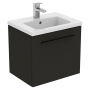 Ideal Standard I.Life S Compact Wall Hung 1-Drawer Vanity Unit with Basin and Matt Black Handle 500mm Wide - Matt Carbon Grey