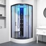 Insignia Monochrome Quadrant Steam Shower Cabin 900mm x 900mm - Black Frame