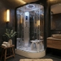 Insignia Platinum Offset Quadrant Steam Shower Cabin 1200mm x 800mm LH - Black Frame