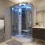 Insignia Premium Offset Quadrant Steam Shower Cabin 1100mm x 700mm LH - Chrome Frame
