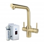 InSinkErator 3N1 L Shape Kitchen Sink Mixer Tap with Neo Tank and Filter - Gold