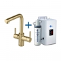 InSinkErator 4N1 L Shape Kitchen Sink Mixer Tap with Neo Tank and Filter - Brushed Gold