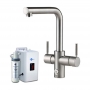 InSinkErator 4N1 L Shape Kitchen Sink Mixer Tap with Neo Tank and Filter - Brushed Steel