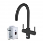 InSinkErator 4N1 J Shape Kitchen Sink Mixer Tap with Neo Tank and Filter - Black Velvet