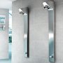 Inta I-Sport Shower Panel with Push Button Timed Flow Control and Shower Head Back Inlet, Chrome