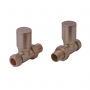 JTP Straight Radiator Valve Pair Pack - Brushed Bronze
