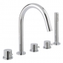 JTP Florence 5-Hole Bath Shower Mixer with Extractable Hose - Chrome