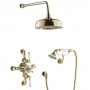 JTP Grosvenor Exposed Thermostatic Shower Mixer with Fixed Shower Head and Handshower - Polished Gold