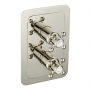 JTP Grosvenor Cross Vertical Thermostatic Concealed 1 Outlet Shower Valve Dual Handle - Nickel/White