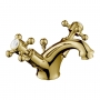 JTP Grosvenor Basin Mixer Tap with Pop Up Waste Cross Handle - Polished Gold