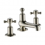 JTP Grosvenor 3-Hole Deck Mounted Basin Mixer Tap Cross Handle - Nickel