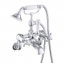JTP Grosvenor Cross Wall Mounted Bath Shower Mixer Tap with Shower Kit - Chrome/White