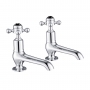 JTP Grosvenor Long Nose Basin Taps Pair Cross Handle - Chrome/Black