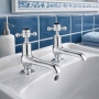 JTP Grosvenor Long Nose Basin Taps Pair Cross Handle - Chrome/Black