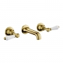 JTP Grosvenor 3-Hole Wall Mounted Basin Mixer Tap Lever Handle - Polished Gold