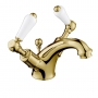 JTP Grosvenor Basin Mixer Tap with Pop Up Waste Lever Handle - Polished Gold
