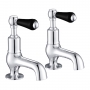 JTP Grosvenor Cloakroom Basin Taps Pair Lever Handle - Chrome/Black