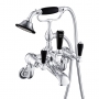 JTP Grosvenor Lever Wall Mounted Bath Shower Mixer Tap with Shower Kit - Chrome/Black