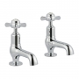 JTP Grosvenor Cloakroom Basin Taps Pair with pop-up waste Pinch Handle - Chrome