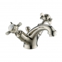 JTP Grosvenor Basin Mixer Tap with Pop Up Waste Pinch Handle - Nickel