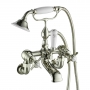 JTP Grosvenor Pinch Wall Mounted Bath Shower Mixer Tap with Shower Kit - Nickel/White