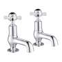 JTP Grosvenor Cloakroom Basin Taps Pair with pop-up waste Pinch Handle - Chrome/Black